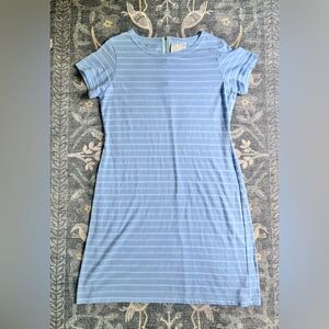 Sail to Sable Blue Striped Short Sleeve Dress